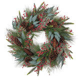 Kurt S. Adler 24“ Decorated Unlit Rattan With Pinecones Wreath