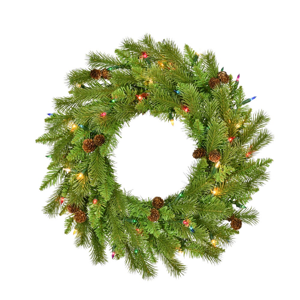 Kurt S. Adler 24“ Pre-Lit Multicolor Incandescent Pinecone Wreath