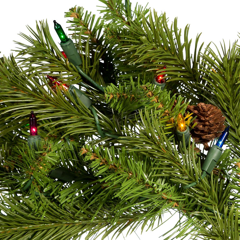 Kurt S. Adler 24“ Pre-Lit Multicolor Incandescent Pinecone Wreath