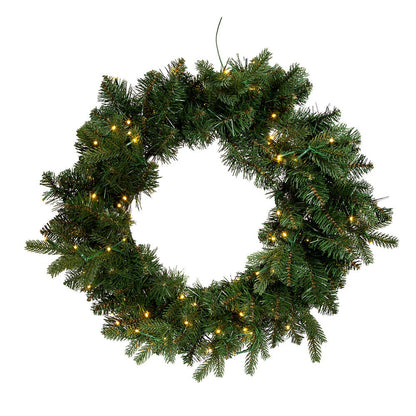 Kurt S. Adler 24“ Pre-Lit Warm White Cluster LED Noble Fir Wreath