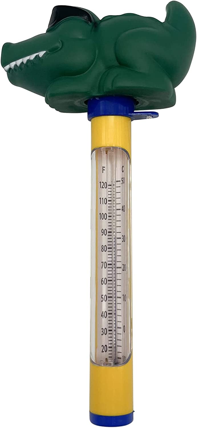 Poolzilla Floating Animal Thermometer for Pool, Spas, Hot Tubs, & Aquariums, Shatter Resistant- Alligator