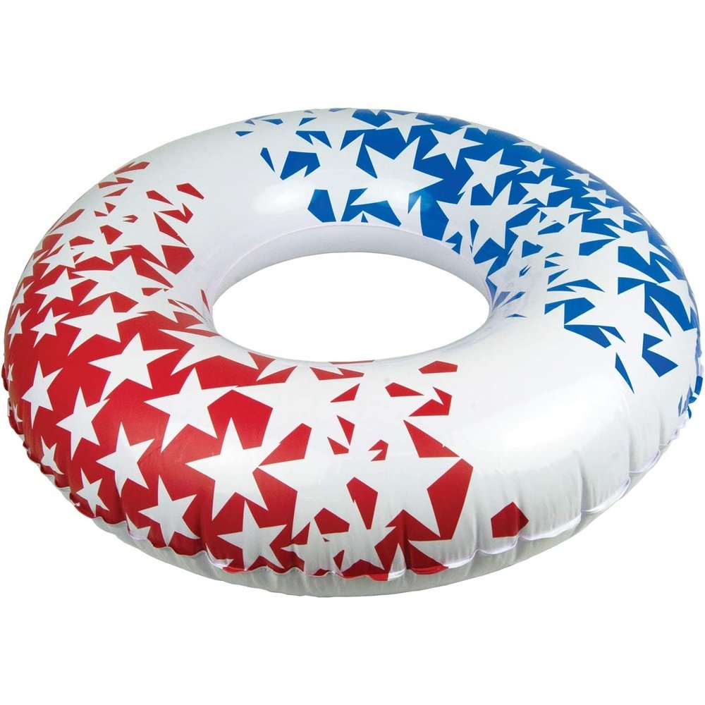 Poolmaster 81264 American Stars Inflatable Swimming Pool Tube Float, 36 Inch, Red, White, Blue Inner Tube