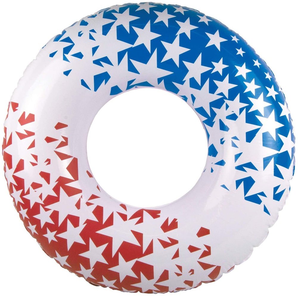 Poolmaster 81264 American Stars Inflatable Swimming Pool Tube Float, 36 Inch, Red, White, Blue Inner Tube