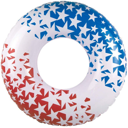 Poolmaster 81264 American Stars Inflatable Swimming Pool Tube Float, 36 Inch, Red, White, Blue Inner Tube