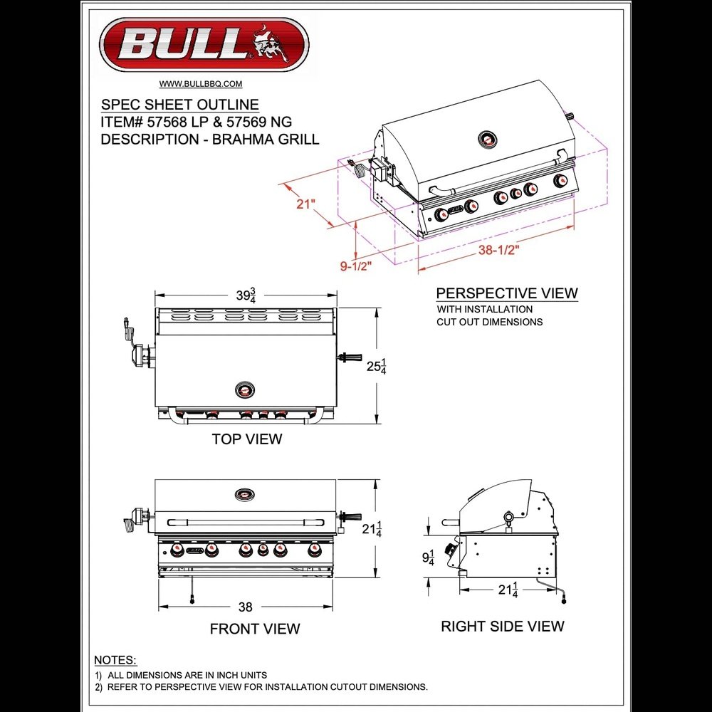 Bull Outdoor Products BBQ 57568 Brahma 90,000 BTU Grill Head