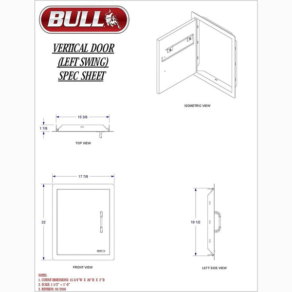 Bull Outdoor Products 98552 Left Swing Door, Stainless Steel
