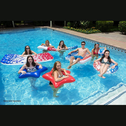Poolmaster 81264 American Stars Inflatable Swimming Pool Tube Float, 36 Inch, Red, White, Blue Inner Tube