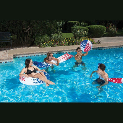 Poolmaster 81264 American Stars Inflatable Swimming Pool Tube Float, 36 Inch, Red, White, Blue Inner Tube