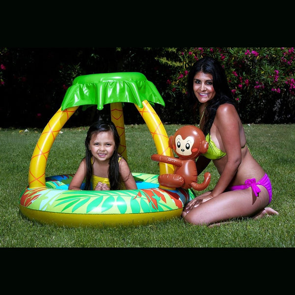 Poolmaster 81610 Learn-to-Swim Go Bananas Monkey Swimming Pool with Sun Protection, Monkey
