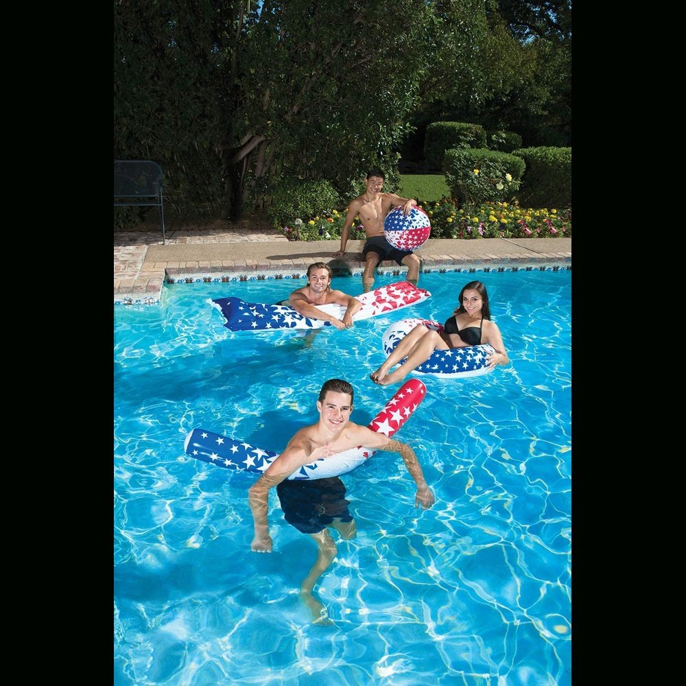 Poolmaster 81264 American Stars Inflatable Swimming Pool Tube Float, 36 Inch, Red, White, Blue Inner Tube