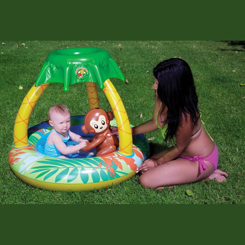 Poolmaster 81610 Learn-to-Swim Go Bananas Monkey Swimming Pool with Sun Protection, Monkey