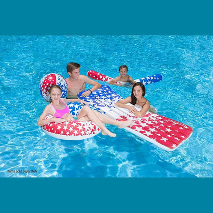 Poolmaster 81264 American Stars Inflatable Swimming Pool Tube Float, 36 Inch, Red, White, Blue Inner Tube